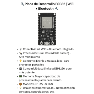 Placa ESP32 WiFi + Bluetooth | Doble Núcleo | Ultra Bajo Consumo