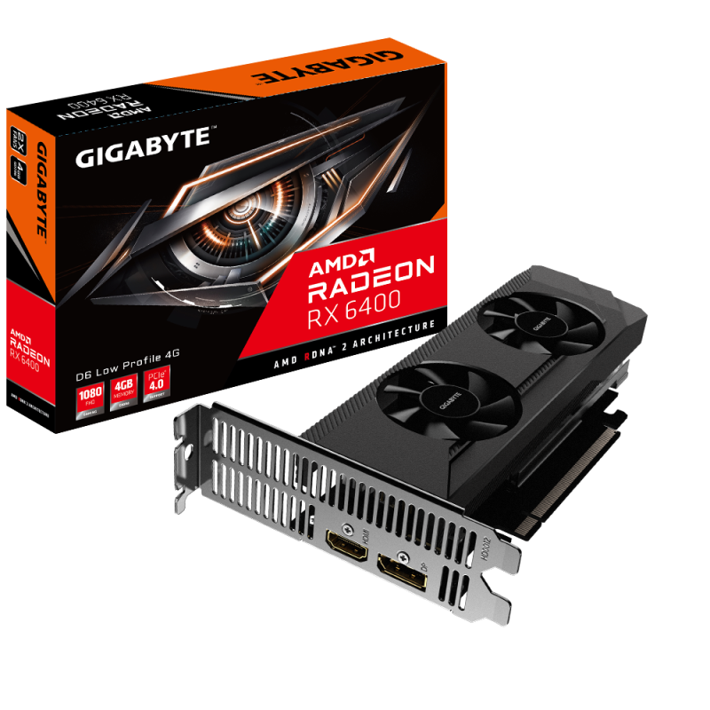Tarjeta de Video Radeon™ RX 6400  4G - Low Profile 2 MINI FAN (GV-R64D6-4GL)